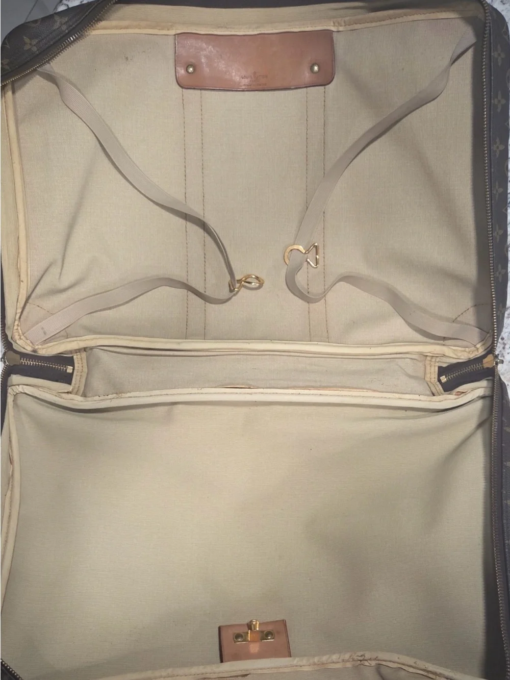Louis Vuitton Monogram Canvas Travel Duffel with Tan Leather Trim